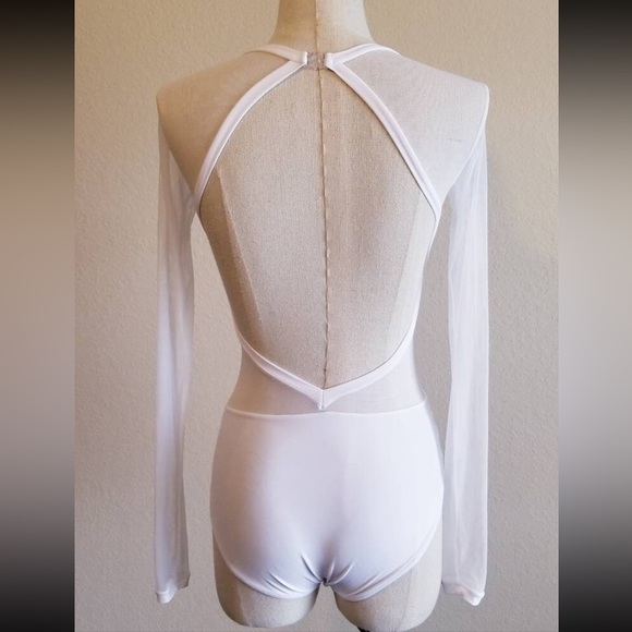 White mesh ballet leotard by Taylored Dancewear S - Picture 4 of 6